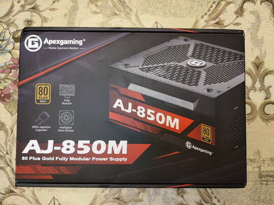 %title插图%num 艾湃电竞(Apexgaming)AJ-850M 额定850W 全模组电源旗舰型 80PLUS金牌 全日系电容 智能启停 10年换新