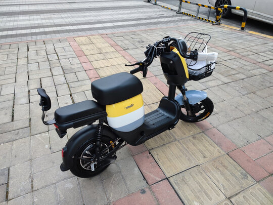 %title插图%num 五星钻豹电动车 新国标48V24AH锂电电动自行车代步车可提取电池盒两轮电瓶车TDT22Z B3 浅黄色/丝瓜浅灰