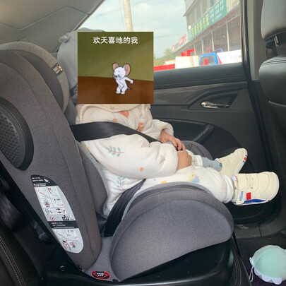 %title插图%num Welldon惠尔顿 汽车儿童安全座椅360°旋转0-12岁婴儿宝宝可坐可躺ISOFIX接口 安琪拉 安琪拉-骑士黑