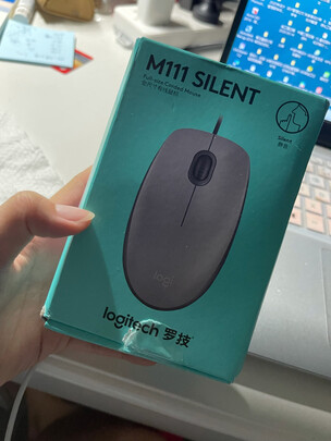 罗技 （Logitech ）M111 有线轻音鼠标 即插即用三年质保 灰色