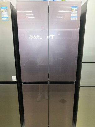 %title插图%num TCL 405升 一体双变频风冷无霜十字对开门电冰箱 AAT养鲜 电脑控温 彩晶玻璃面板(罗兰紫)405T6-U