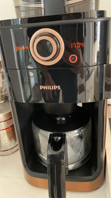 %title插图%num 飞利浦(PHILIPS)美式咖啡机 家用磨豆机 豆粉两用 磨粉机 双豆槽带预约功能自动清洗咖啡壶金属棕HD7762/70