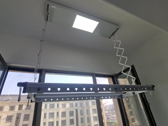 松下/Panasonic电动晾衣架隐形自动升降隐藏嵌入式晾衣机遥控室内小阳台LED照明铝合金四杆伸缩杆LEC-珍珠白