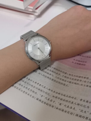 CK卡文克莱（Calvin Klein）【圣诞礼物】Stately 典雅系列手表 时分针夜光白盘腕表钢带石英女表送女友 K3G23126