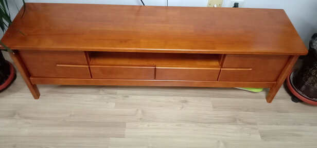 木良格家具 实木茶几电视柜组合套装简约清新小户型新中式客厅茶几桌地柜储物收纳柜客厅家具橡胶木经济型 柚木色 电视柜180*37*45（包安装）