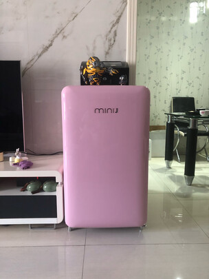 %title插图%num 小吉(MINIJ)迷你复古风冷冰箱 风冷无霜小冰箱 节能低噪粉色100升 BD-100P F1