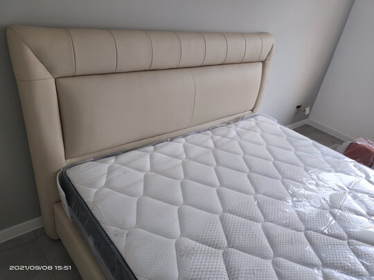 慕思（de RUCCI）皮床双人 艾慕卧室家具进口头层牛皮真皮床1.8m婚床皮艺床 米白色皮床 1800*2000
