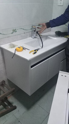 卫达斯（VINDAZ）浴室柜组合 洗手盆洗脸盆柜组合 卫浴柜洗漱台卫生间洗脸台白色 【80CM半封镜柜款】配黑色面盆龙头