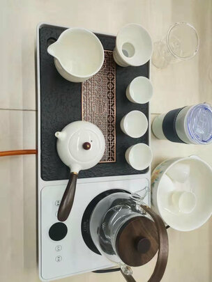 功夫茶具|用户揭秘尚言坊白显屏电热炉一体茶盘+竹把润圆提梁壶+岩香侧把壶10入+兰亭茶巾+黑檀直茶夹+茶盘刮功夫茶具好吗,入手解密评测真相