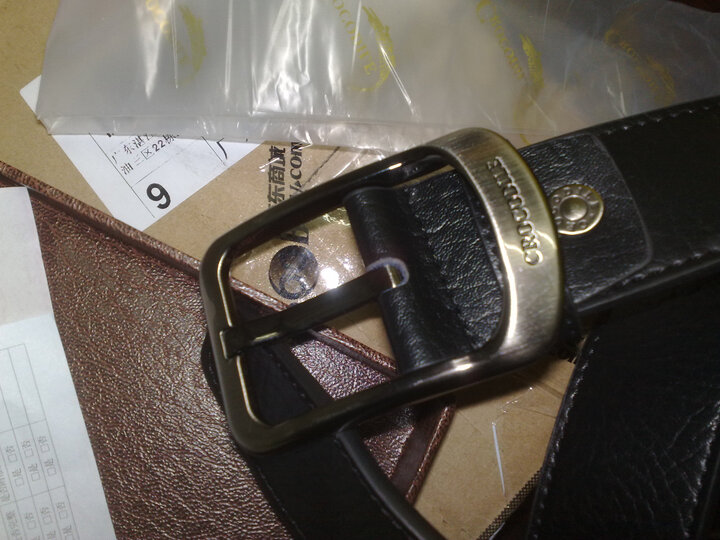 鳄鱼恤crocodile 牛皮磨砂手感休闲针扣男皮带13211011-01黑色--还