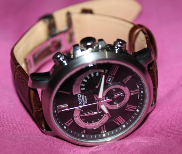 casio 卡西欧 beside系列真皮石英男表 bem-506bl-1avdf--标题有这么