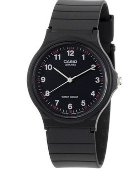 卡西欧(casio)手表mq指针系列学生黑色塑胶表带石英中性男女士手表 mq