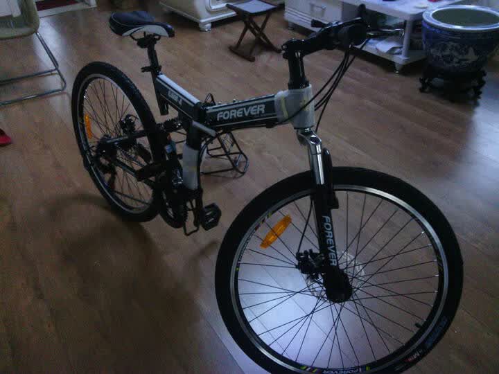 [晒单帖]永久自行车26寸铝合金 升级21速 减震前叉折叠山地车qj006