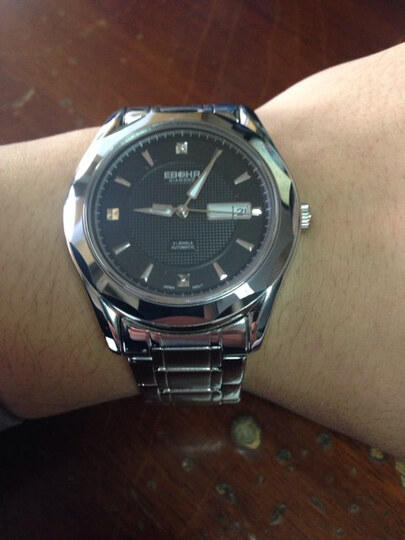 依波表ebohr 豪华机械系列圆形黑面男士机械腕表 10110119--不错很