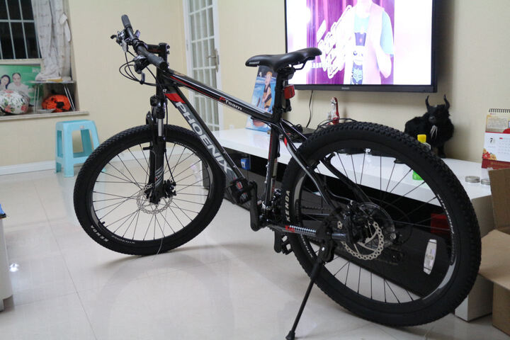 [京品年货]凤凰自行车 24速26寸shimano变速铝合金车架双碟刹山地车 m