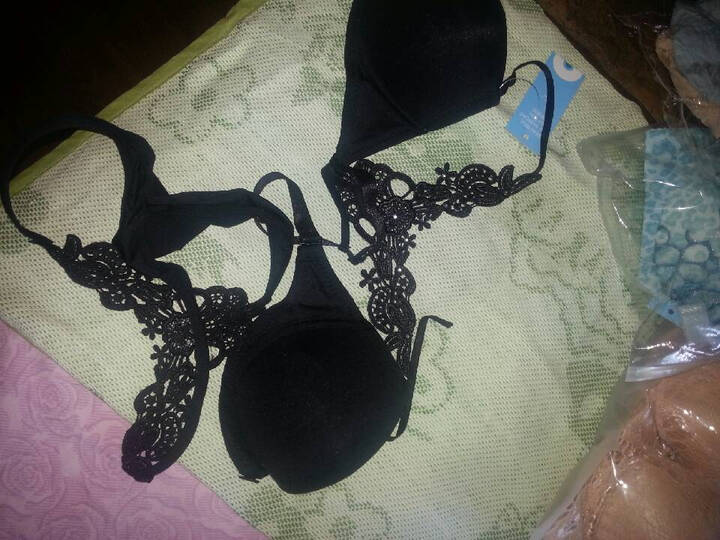 馨雅丽少女y型前扣深v性感美背挂脖内衣文胸套装t6830 黑色 80a/36a