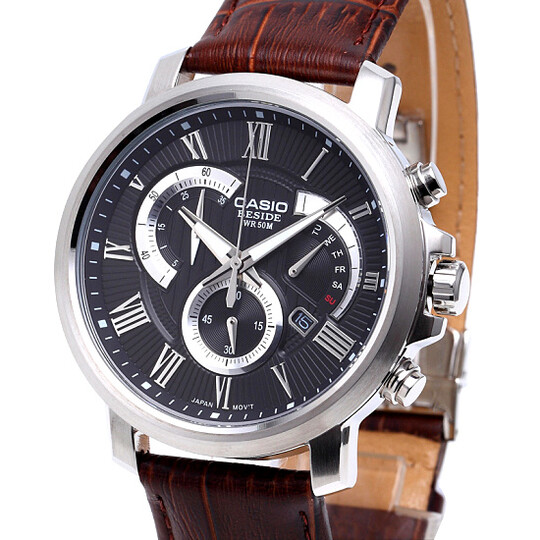 卡西欧(casio)卡西欧男表 新款商成熟尊贵黑色皮带男表 bem-506bl-7a