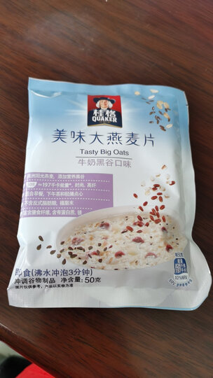 桂格(quaker)桂格燕麦 早餐谷物美味大燕麦片牛奶黑谷口味500克(50g*