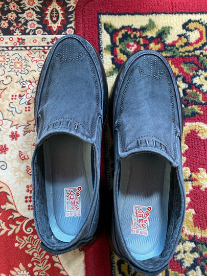 拾聚老北京布鞋男春秋新品透气舒适帆布鞋男时尚休闲鞋子套脚低帮百搭