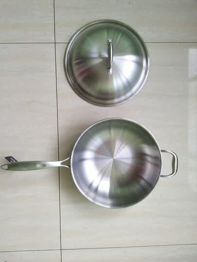 西曼帝克(siematic)炒锅蒸锅304不锈钢不粘锅五层底无涂层34cm大号两