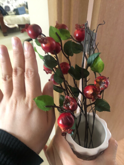 墨斗鱼仿真花石榴果两支装0833美式田园客厅仿真玫瑰果浆果喜庆假花高