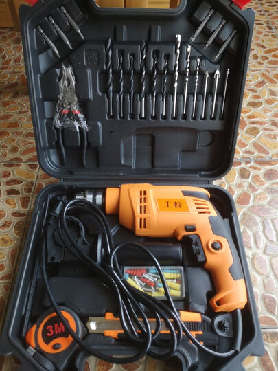 工蜂家用冲击钻套装600w手电钻10mm夹头正反转无级调速电动螺丝刀在