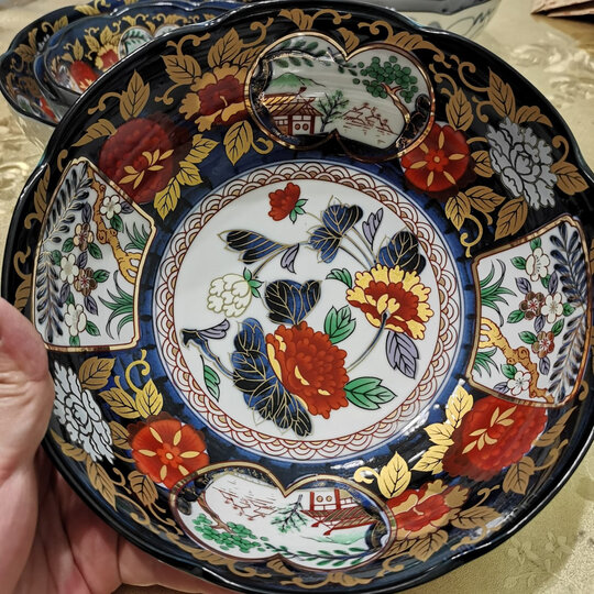 美浓烧(mino yaki) 日本进口-陶瓷八角钵 古伊万里夜明珠宫廷风摆件