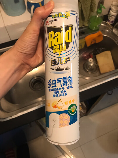 雷达(raid) 佳儿护 杀虫剂喷雾 600ml 柑橘香 水基 杀蟑  超市同款