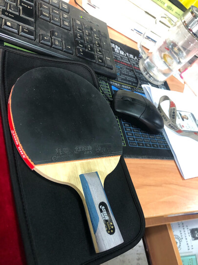 红双喜直拍双面反胶乒乓球拍弧圈结合快攻6星送新软体弹力拍套x6006:"