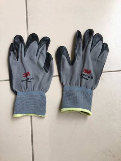 3m 劳保手套一双 防滑工作手套 舒适透气线棉手套 丁腈耐磨涂层 可