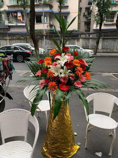 领香鲜花速递开业花篮一对或一个乔迁商务用花迎宾开张演出祝贺大麦