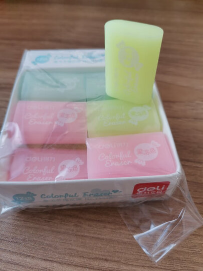 得力(deli)12块学生考试橡皮擦 可爱果冻色橡皮文具 7554a糖果色橡皮