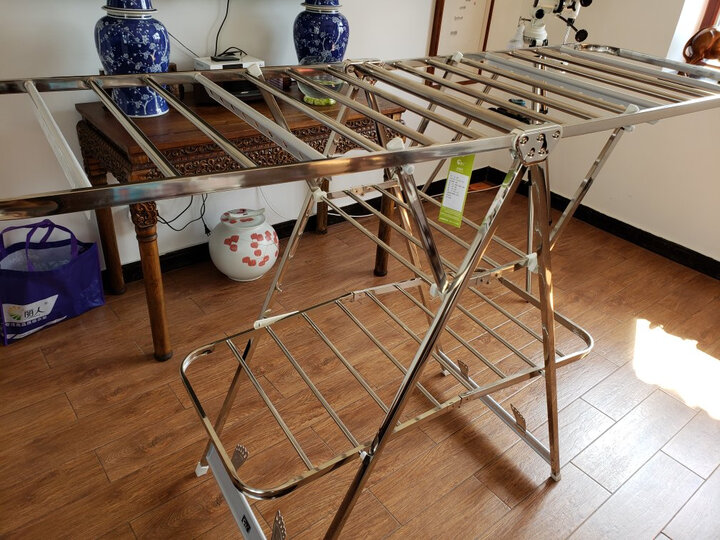 丽人晾衣架加厚不锈钢晒衣架 阳台室内折叠翼型凉衣架尿布架晾衣杆