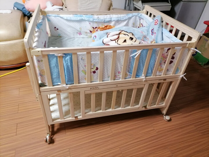 双胞胎婴儿床拼接大床边床实木无漆可移动加长宝宝bb摇篮床多功能双人