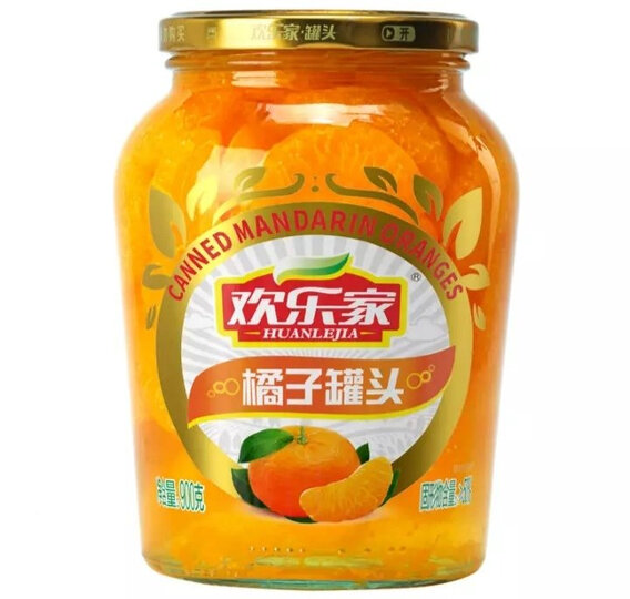 欢乐家 糖水桔子橘子罐头 新鲜水果罐头900g 休闲零食 方便速食好大一
