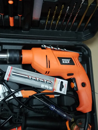 德国欧莱德冲击钻家用手电钻多功能两用轻锤组合维修套装电动螺丝刀