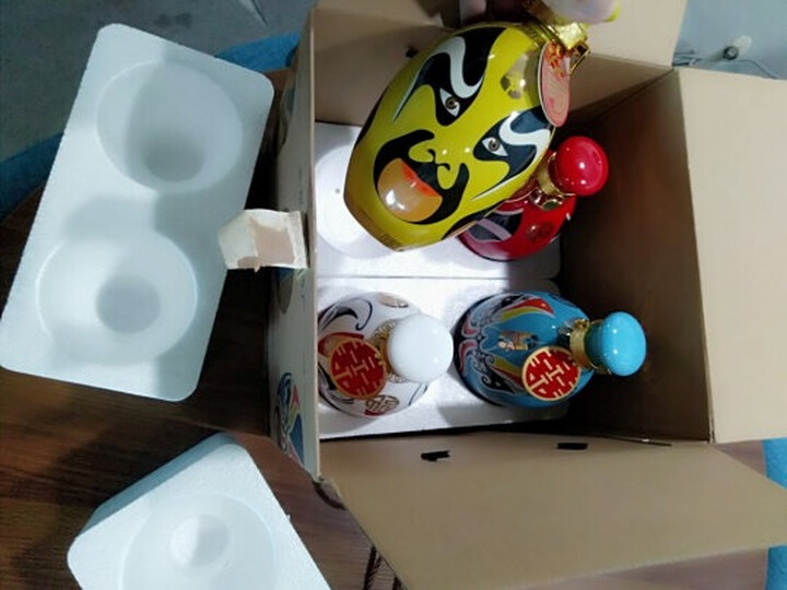 京爷北京二锅头封坛脸谱酒52度清香型福禄寿喜白酒500ml婚礼节日礼盒