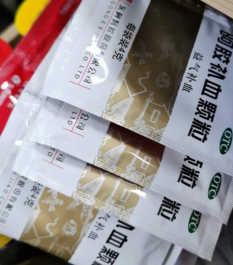 东阿阿胶阿胶补血颗粒:"大品牌,质量安全可靠,里面有阿胶,黄芪,补气血