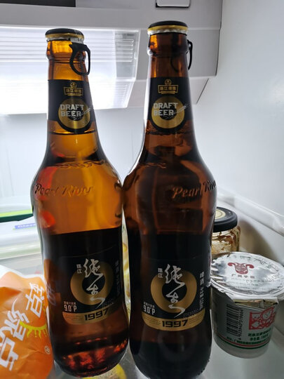 珠江啤酒9°p珠江97纯生啤酒:"这个珠江纯生的味道挺不错的,不像绿色