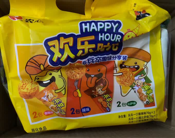 欢乐时光兵卒6连包组合(辣味*2咖喱味*2披萨味*2)拉面丸子 干脆面