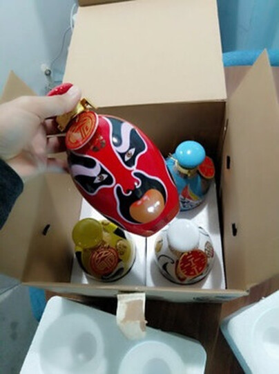 京爷北京二锅头封坛脸谱酒52度清香型福禄寿喜白酒500ml婚礼节日礼盒