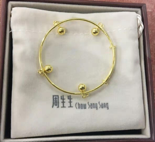 周生生 黄金足金手镯 铃铛婴儿宝宝手镯 周岁满月送礼 儿童首饰 092
