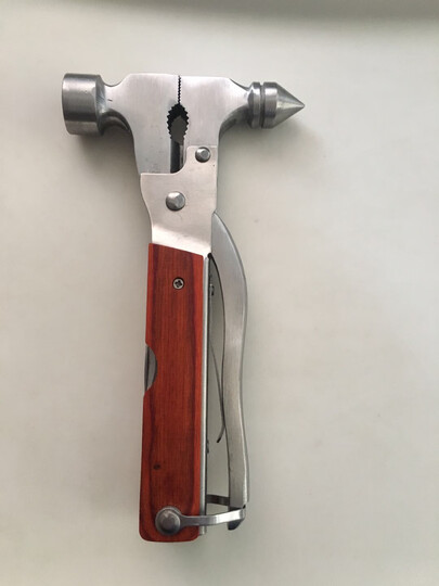 金属汽车车用多功能安全锤 彩木柄不锈钢救生锤逃生锤 破窗器 虎头锤