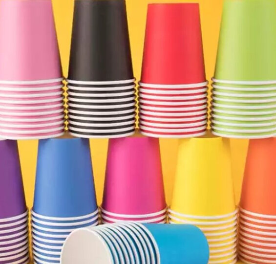 一次性彩色纸杯幼儿园儿童创意手工制作10色美术绘画环创搭建加厚纸