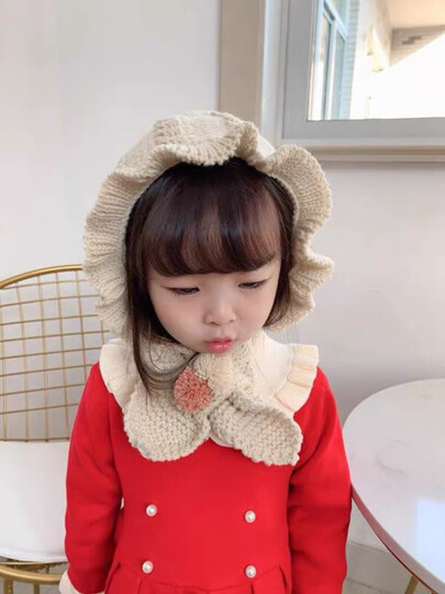 宝宝帽子围巾一体儿童秋冬新款可爱超萌婴儿护耳帽冬季女童毛线帽gk1