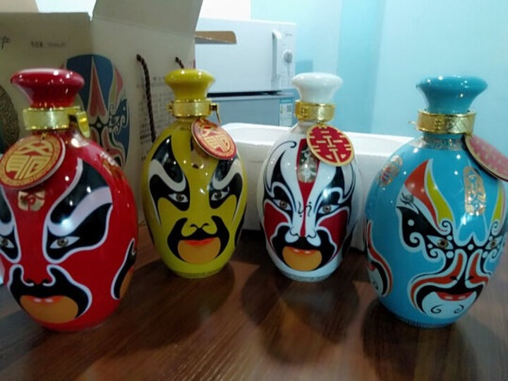 京爷北京二锅头封坛脸谱酒52度清香型福禄寿喜白酒500ml婚礼节日礼盒