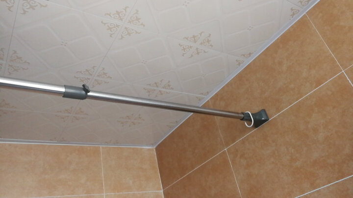 宝优妮浴帘杆 浴帘 套装免打孔多用途多功能可伸缩不锈钢浴杆 123cm