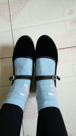 梦兮 老北京布鞋女 松糕厚底黑色传统一带软底单鞋女工装鞋 广场舞蹈