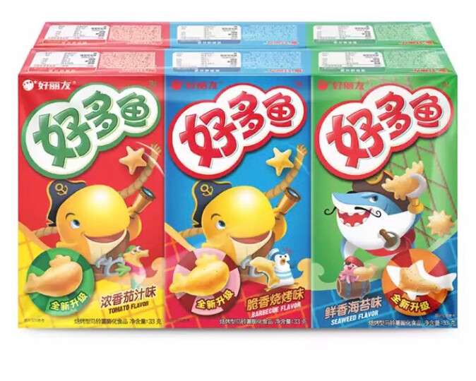 orion 好丽友 休闲零食大礼包 好多鱼六连包198g((茄汁味33g 烧烤味