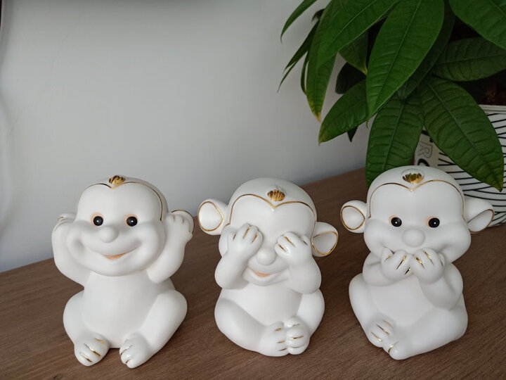 陶瓷摆件创意可爱家居客厅装饰卡通小礼品工艺品摆设吉祥物/三不猴